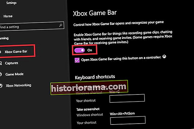 Snímek obrazovky s nastavením Xbox Game Bar