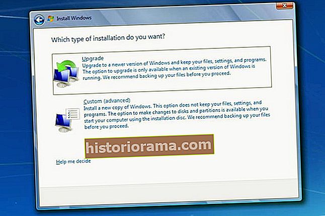 Výběr typu instalace systému Windows 7
