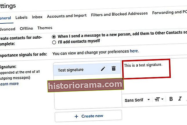Skærmbillede af Gmail-e-mail-signatur