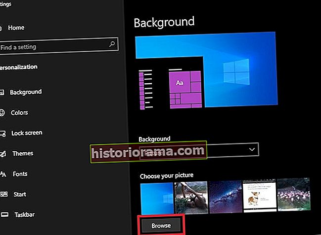 Snímka obrazovky s fotografiou pozadia nastavení systému Windows 10
