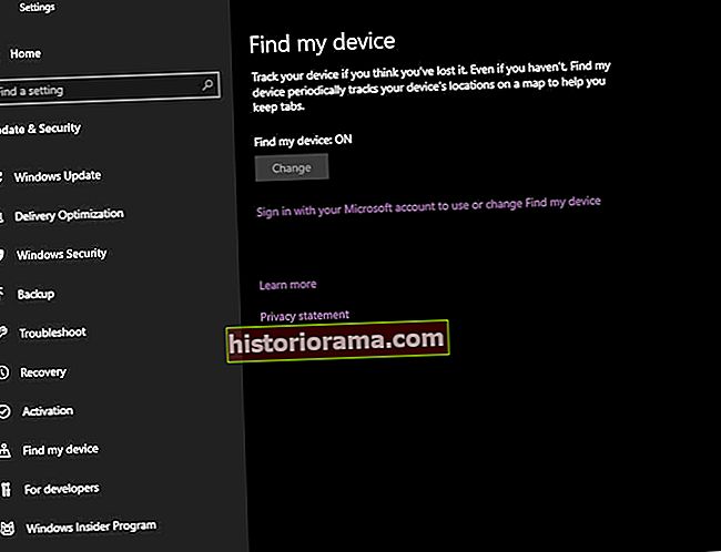 Setarea Windows Find My Device din captura de ecran Windows 10