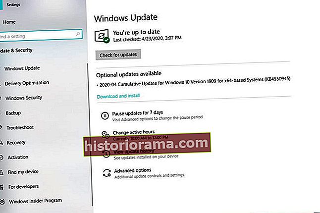 Slika menija za posodobitve in varnost sistema Windows 10