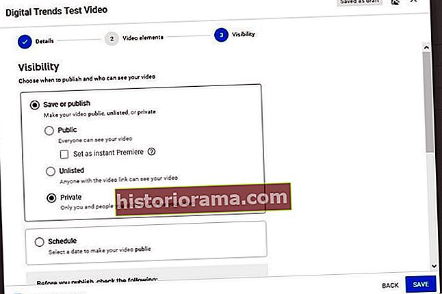 Στιγμιότυπο οθόνης ρυθμίσεων ορατότητας βίντεο YouTube