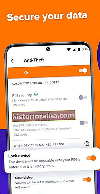 Skærmbillede af Avast Antivirus-app med skrivning, der siger at sikre dine data