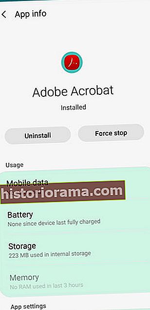 Screenshot procesu odinstalace aplikací na telefonu Android