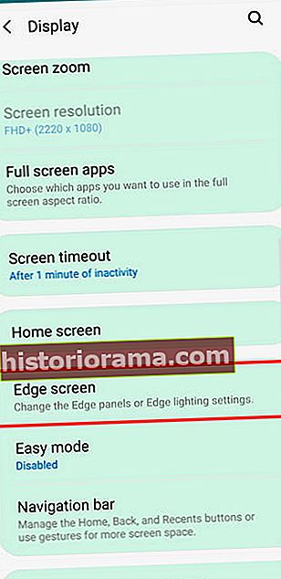 Skærmbillede af Edge Screen Lighting Settings på Samsung Galaxy S8