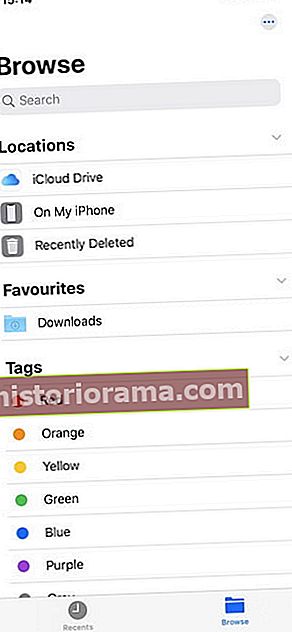 Skærmen Gennemse iPhone-filer