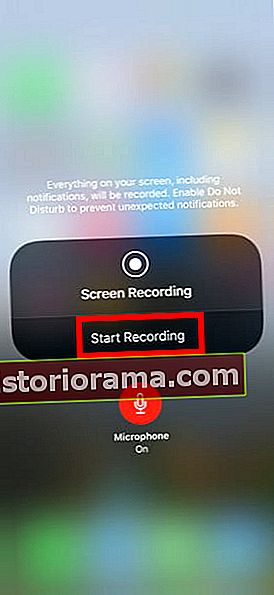 Ecran iPhone înregistrare audio