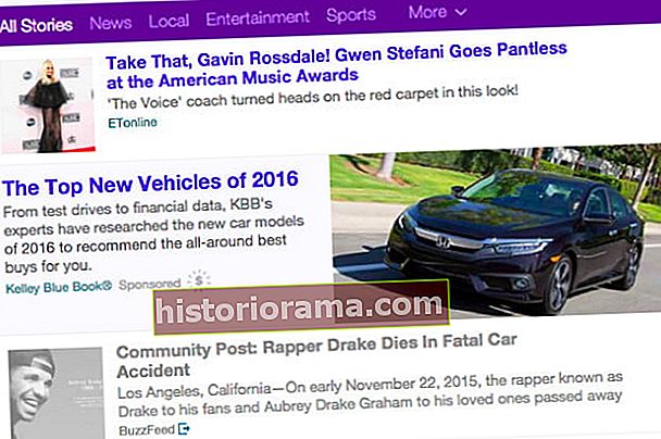 De falske nyheder om Drakes død blev til sidst afhentet af Yahoo, som dukkede op på forsiden.