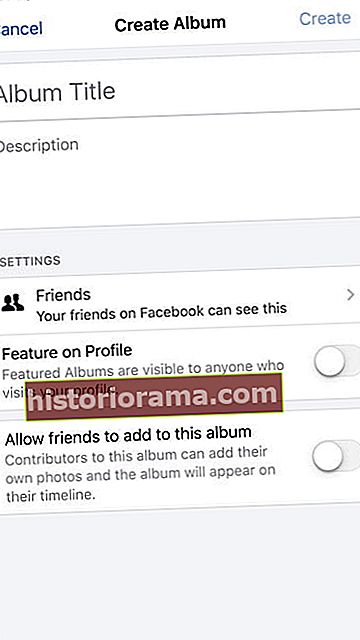 Το facebook προσθέτει νέες δυνατότητες άλμπουμ 3 κενή οθόνη δημιουργίας