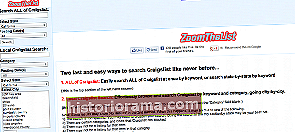 Zoom skærmbillede på listen Craigslist søgemaskine