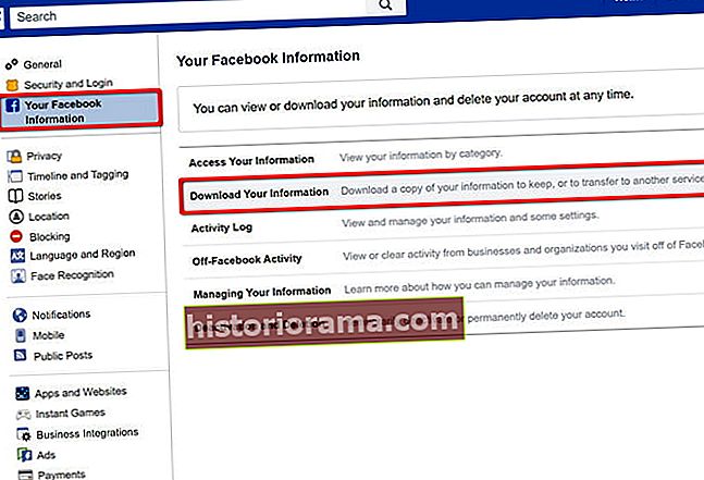 Facebook Λήψη των πληροφοριών σας