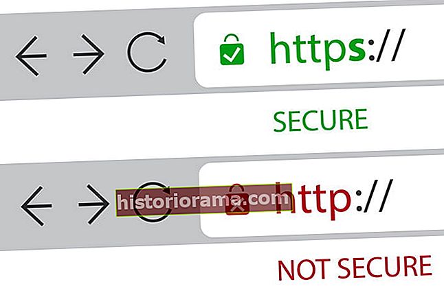 Grafik, der viser HTTP som ikke sikker og HTTPS som sikker